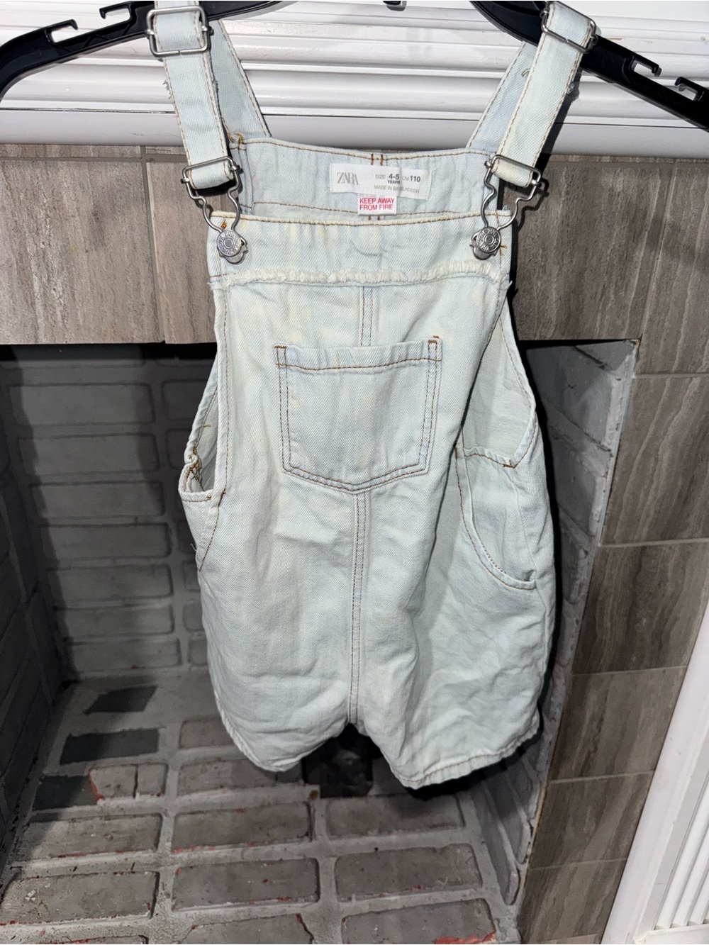 Zara Light Wash Denim Overalls - Pale Blue